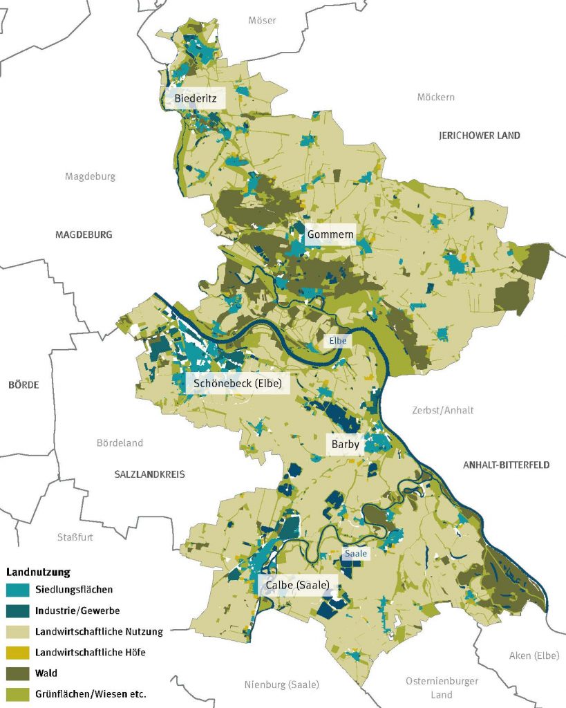 Karte der LEADER-Region Elbe-Saale